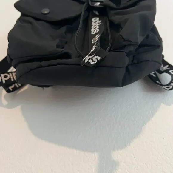 Adidas Originals Black & White Nylon Utility Mini Backpack Sporty "Grab-and-Go" - Picture 2 of 8